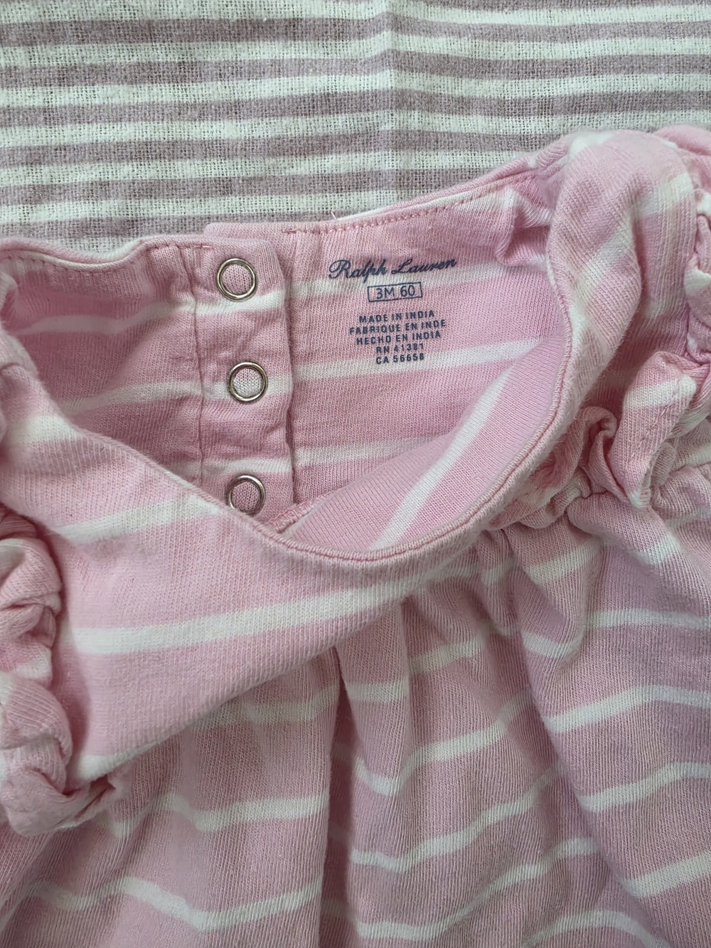 Ralph Lauren Pink Striped Dress & Bloomer Set | 3M - Picture 2 of 2